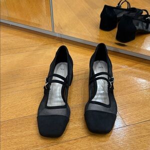 Black Mesh Mary Jane Shoes